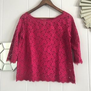 Weston Wear Anthropologie Pink Lace Blouse Boho Small